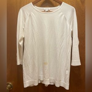 Calvin Klein white 3 quarter sleeve with embellished sleeves (worn)
